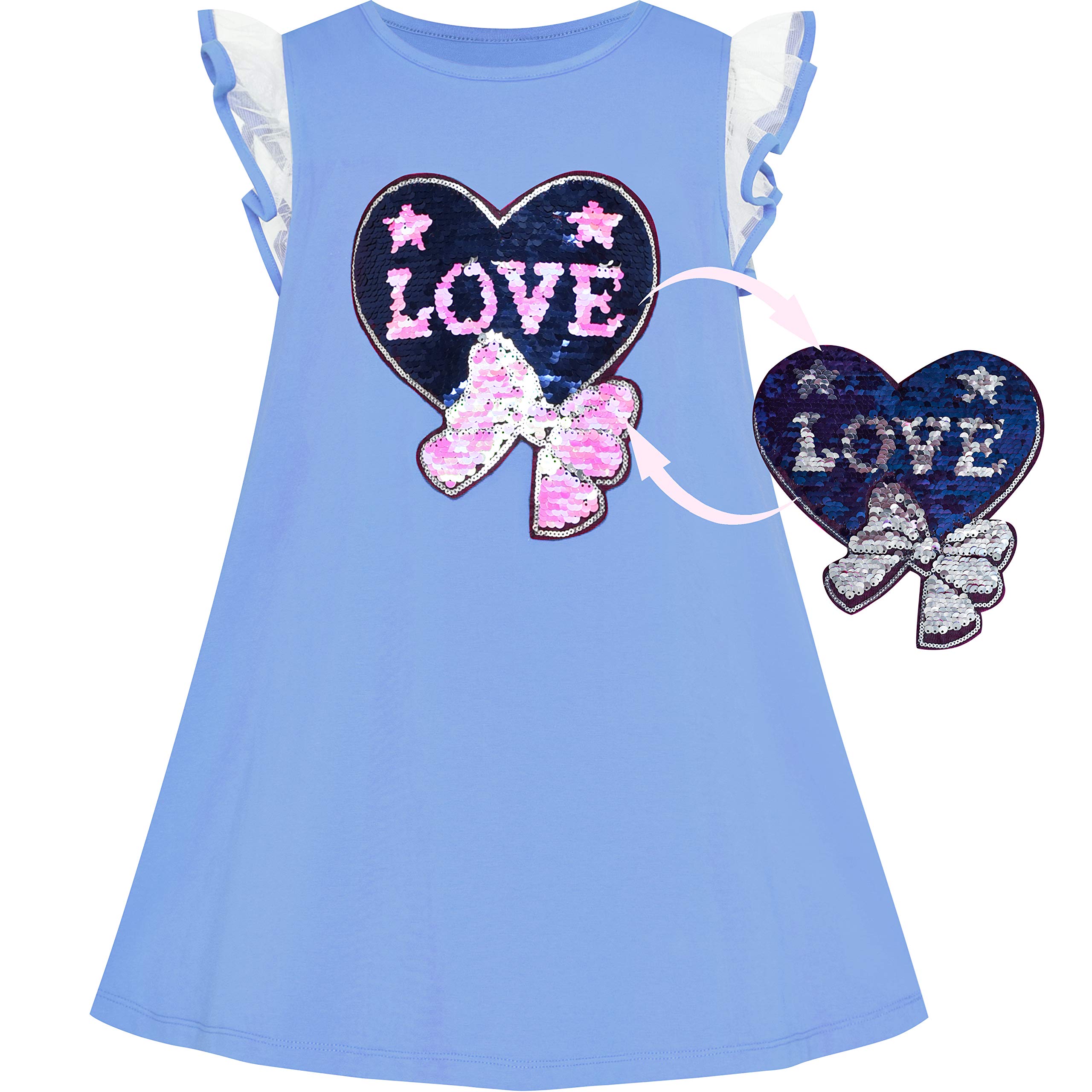 Sunny Fashion Vestido para niña Algodón Casual Estrella Bordado Violeta Rojo 3-7 años