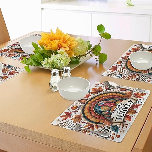 Miniatura 341 de Ambesonne Juego de 4 manteles individuales amarillos y azules, diseño de flores de primavera, flores vibrantes, manteles individuales de tela Azul