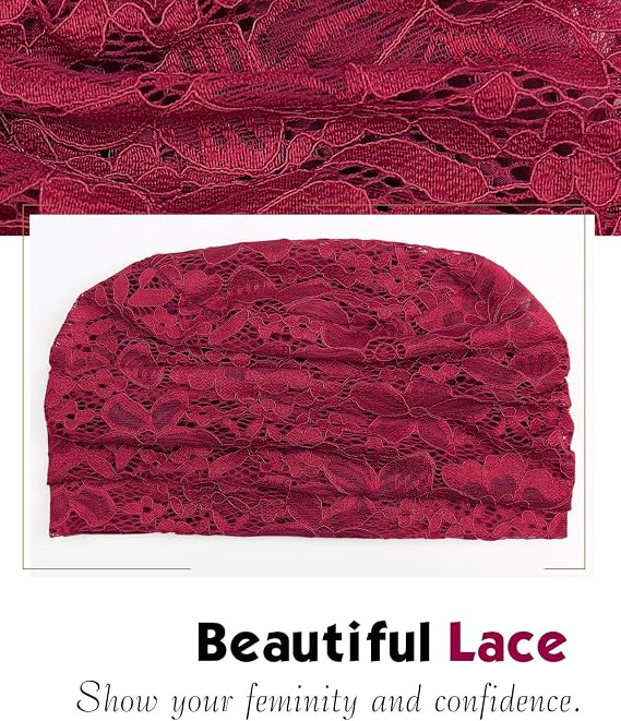 Womens Viscose Beanie Lace Turban Soft Sleep Cap Chemo Hats