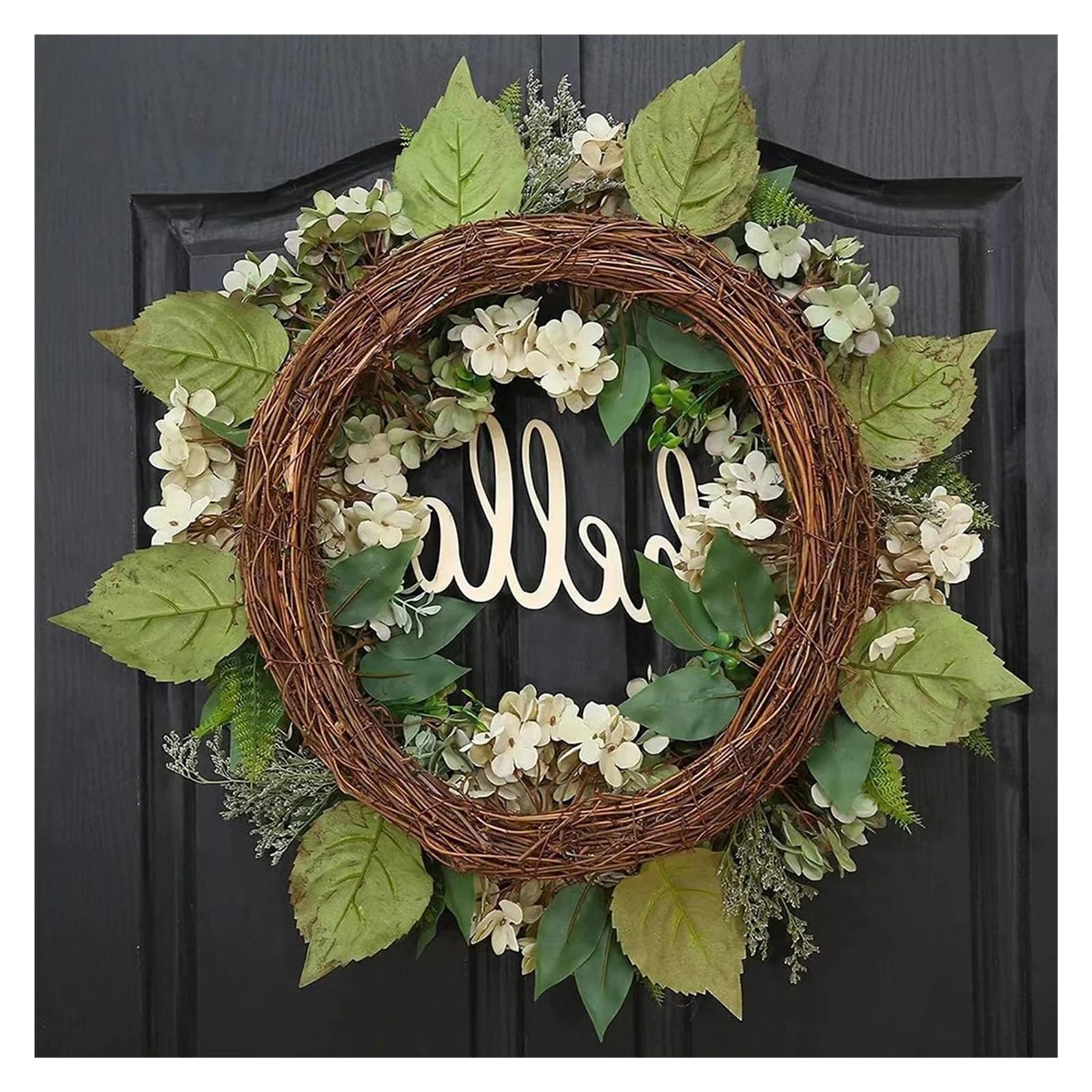 Couronne De Porte Couronne d'hortensia Artificielle Guirlande de Maison Décoration de Porte d'entrée Fond Mural Décoration de Noël Guirlande de Couronne de Porte de Noël