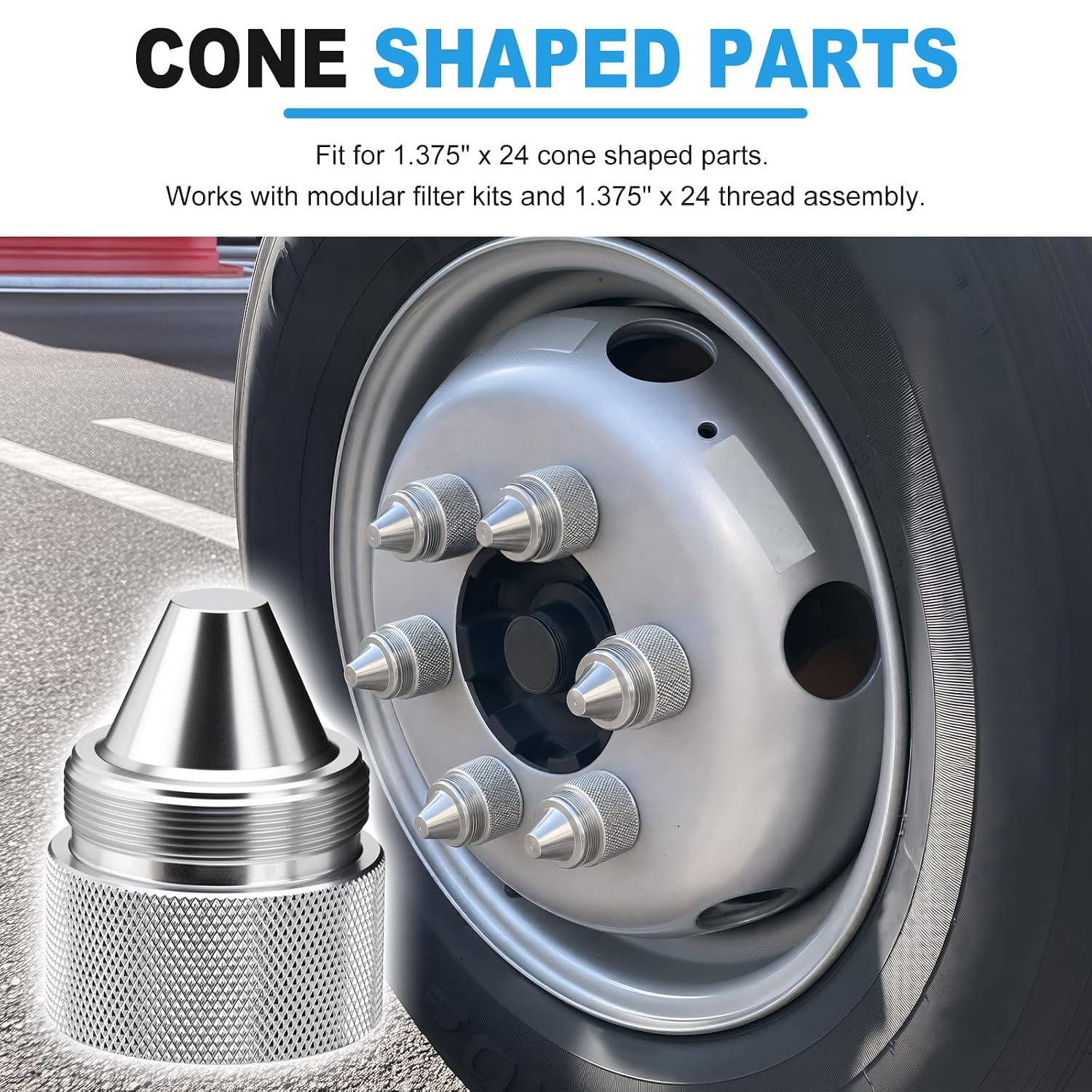 1.375'' X 24 Aluminum Cone Shaped Parts Silver Replacemet Sealed End 12pcs