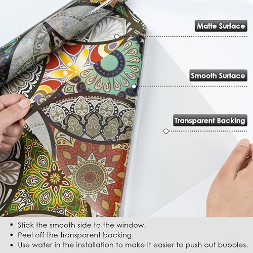 Miniatura 8 de DKTIE - Película decorativa para ventana de adherencia estática con herramientas de instalación, no adhesiva, protección contra los rayos