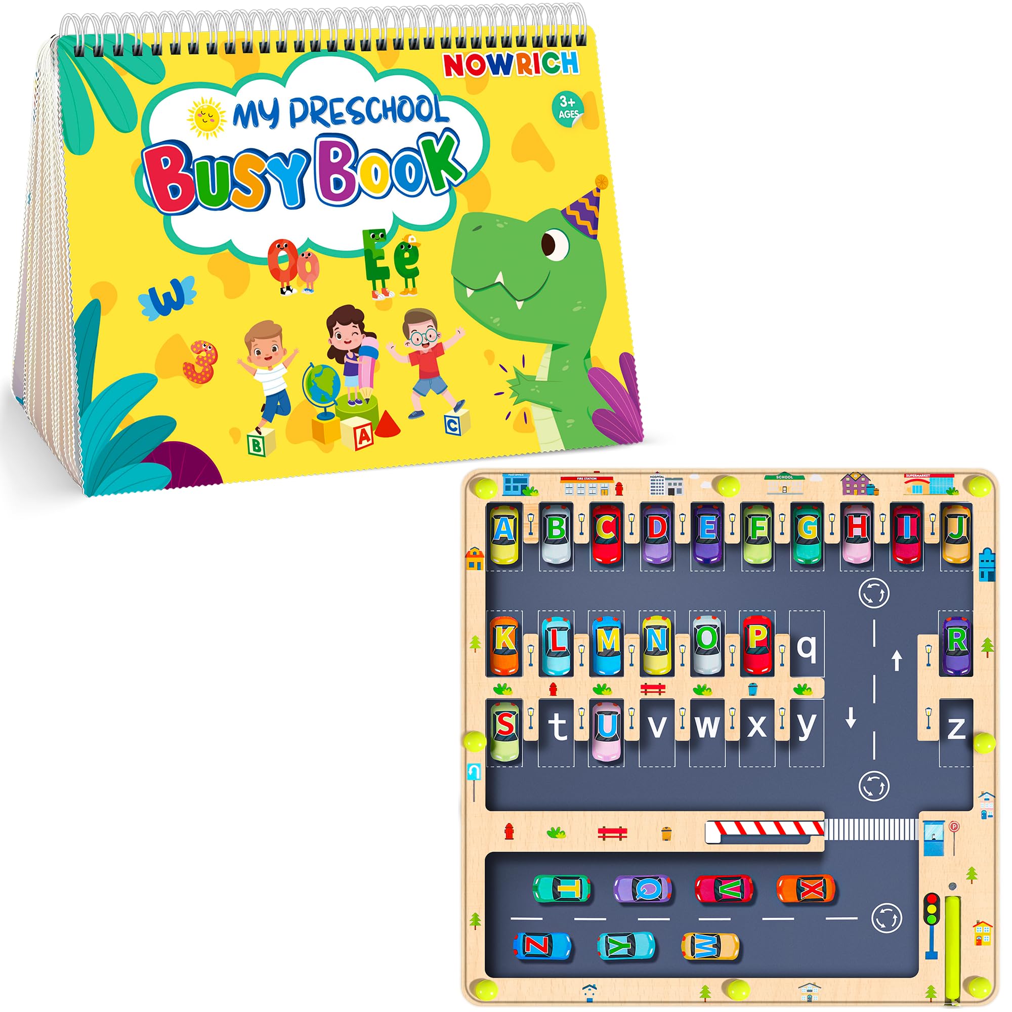 Magnetic Alphabet Maze Letter Puzzle, Preschool Toddler Learning Activities, Dinosaur Busy Book for Toddlers 3-5