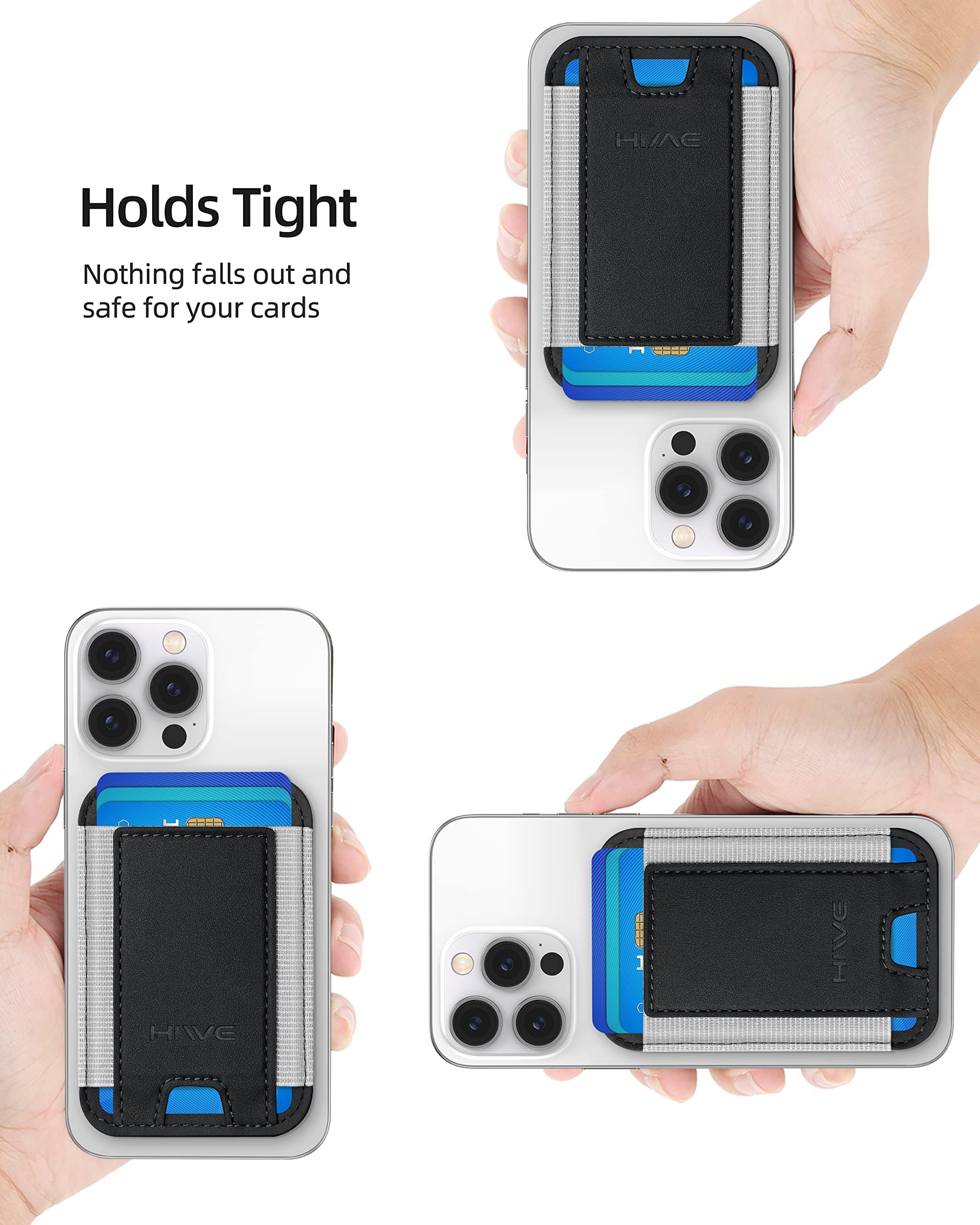 2-pak etui na karty do etui na telefon, skórzany portfel na telefon przyklejany, najmocniejszy samoprzylepny portfel na telefony do iPhone'a/Androida, minimalistyczny smukły RFID, pasuje na 7 kart