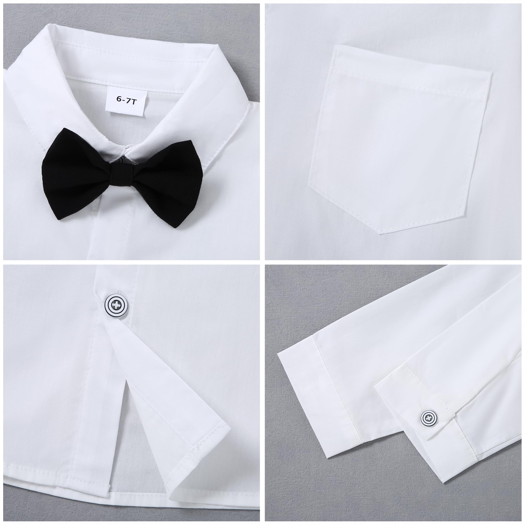 Garçon Gentleman Vêtements Ensembles 6-10 Ans, Enfant Mariage Baptême Tenue Costume Haut Chemise+Gilet+Pantalon+Nœud Papillon