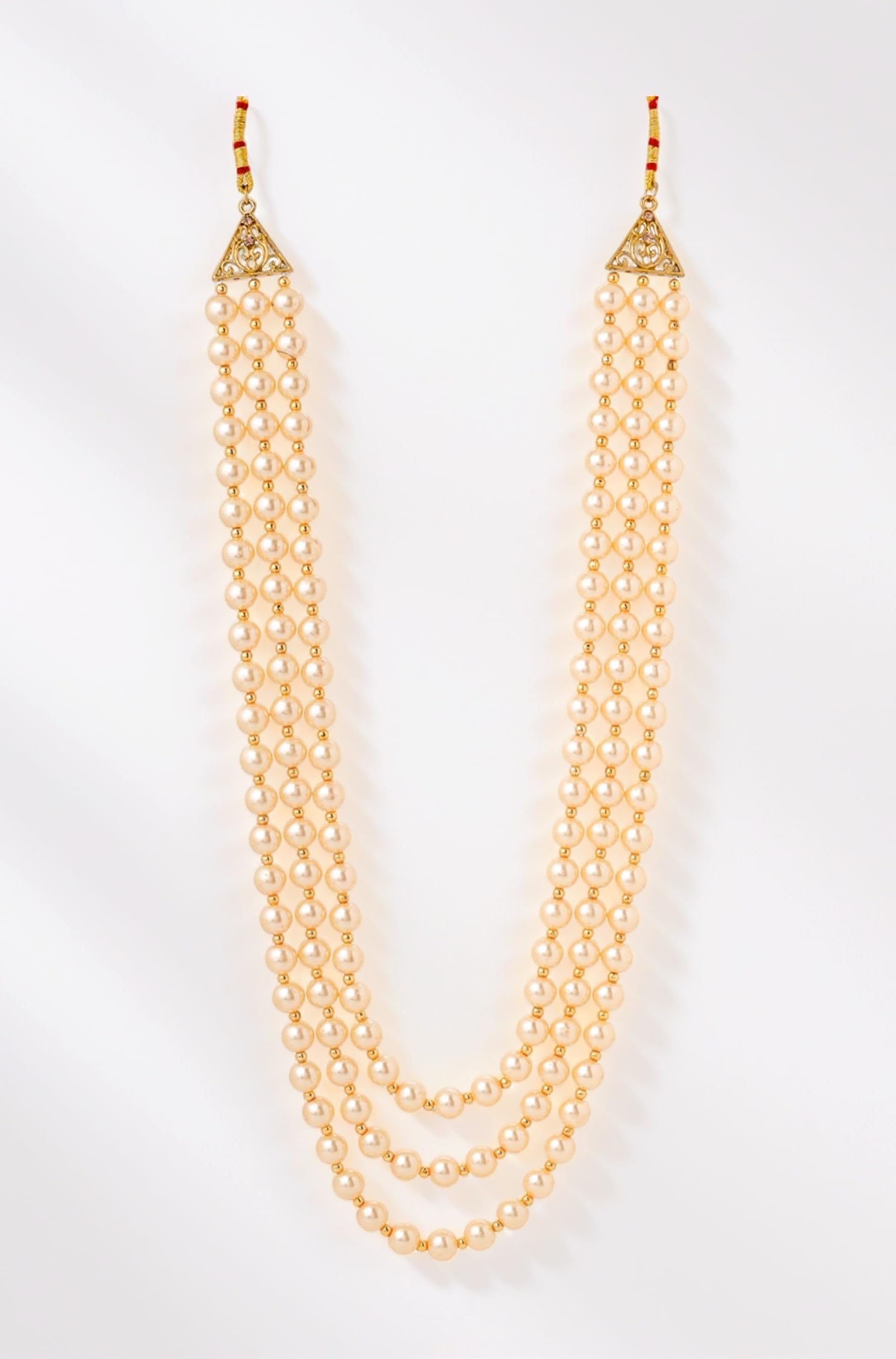 Yellow Chimes Dulahmala For Mens Golden Beads Pearl Necklace Jewellery for Groom Dulha Moti Mal Haar For Men Sherwani Necklace