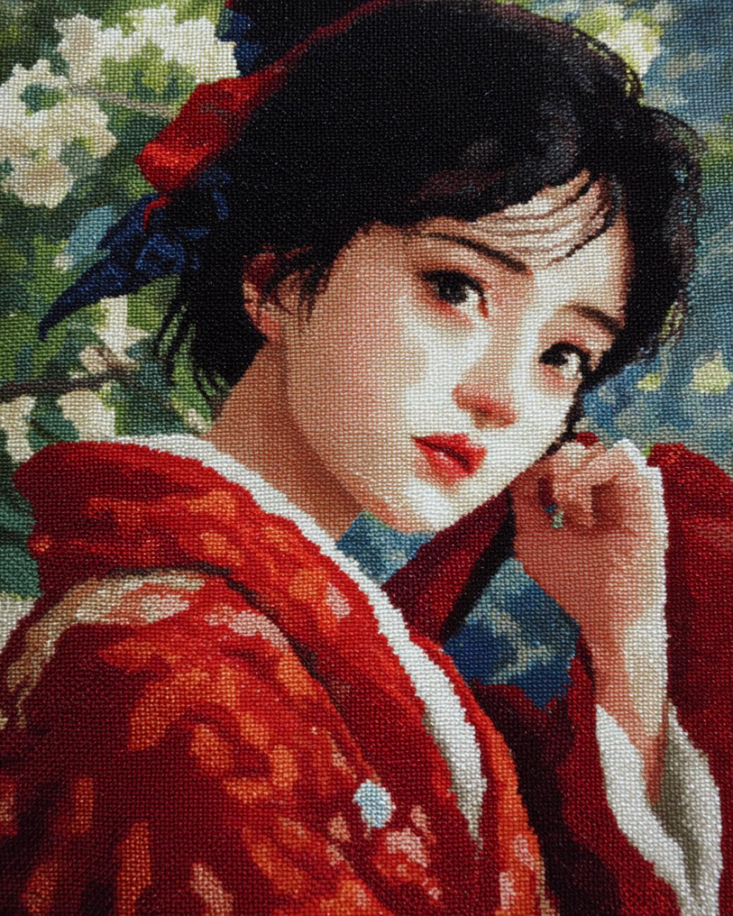 AMBATTERY Latch Hook Kits Carpet Kimono Girl 90x120cm