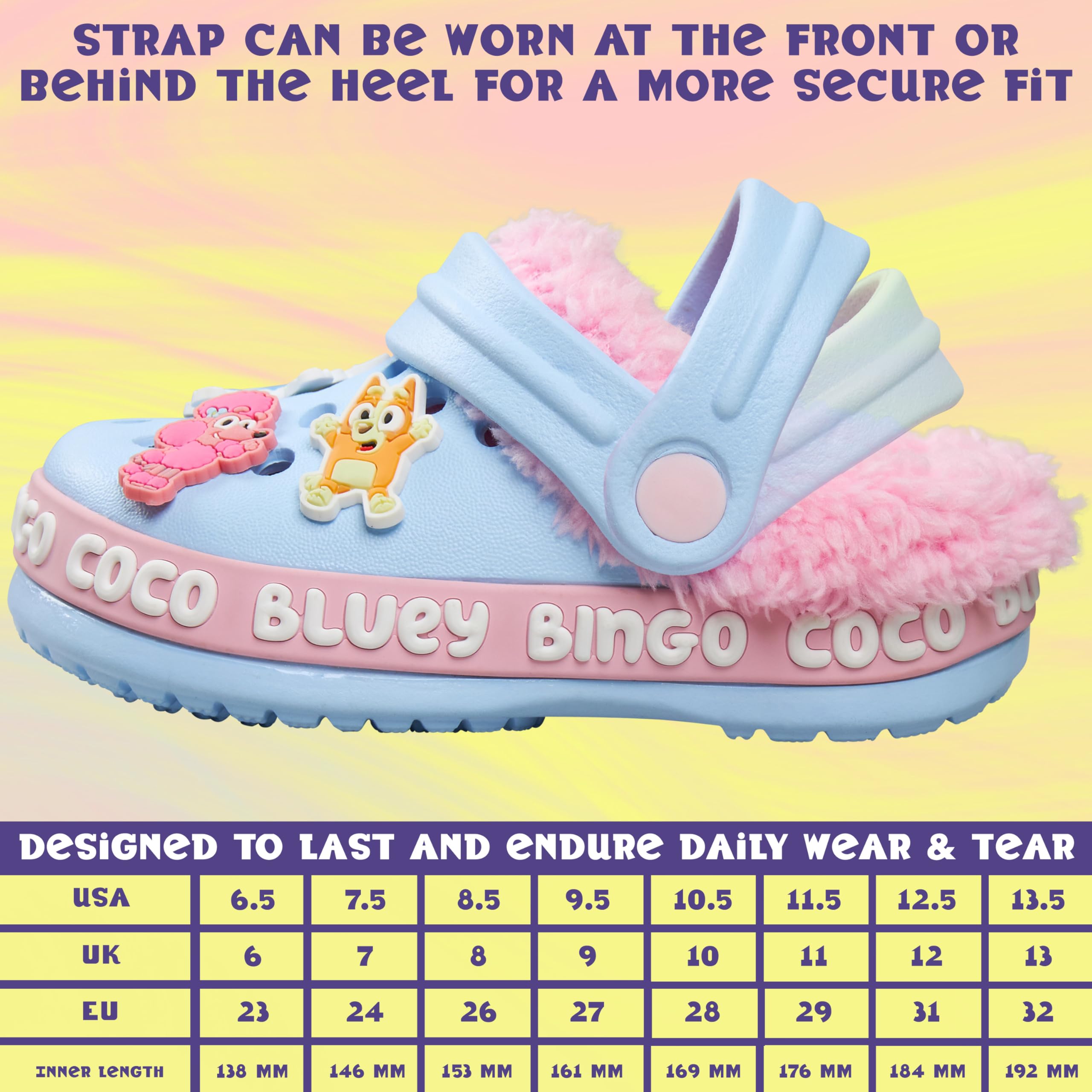 BlueY Sabot Enfant Fille Bingo Chaussons Enfant Hiver Doublure Polaire et Accent Décoratifs, Kawaii Jardin Chaussures à Enfiler