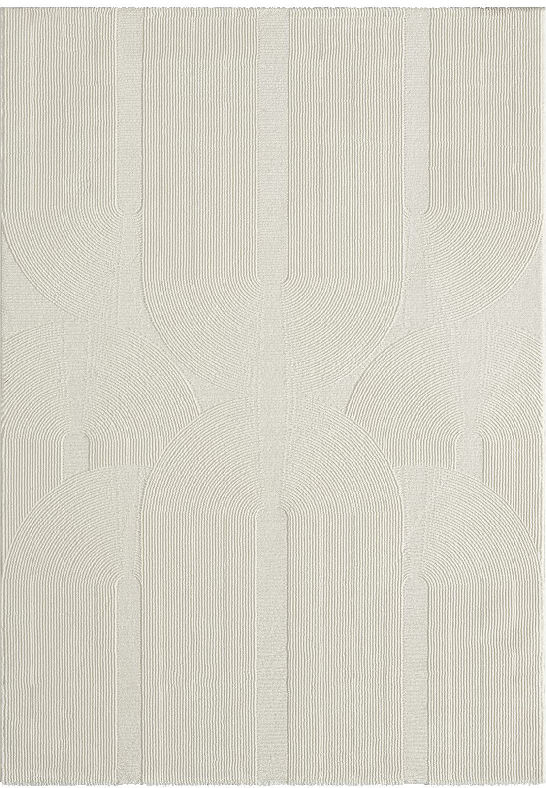the carpet Lima Tappeto di design sostenibile ed ecologico, morbido e facile da pulire, effetto 3D, lavabile, pile 100% poliestere riciclato, crema, 160 x 230 cm