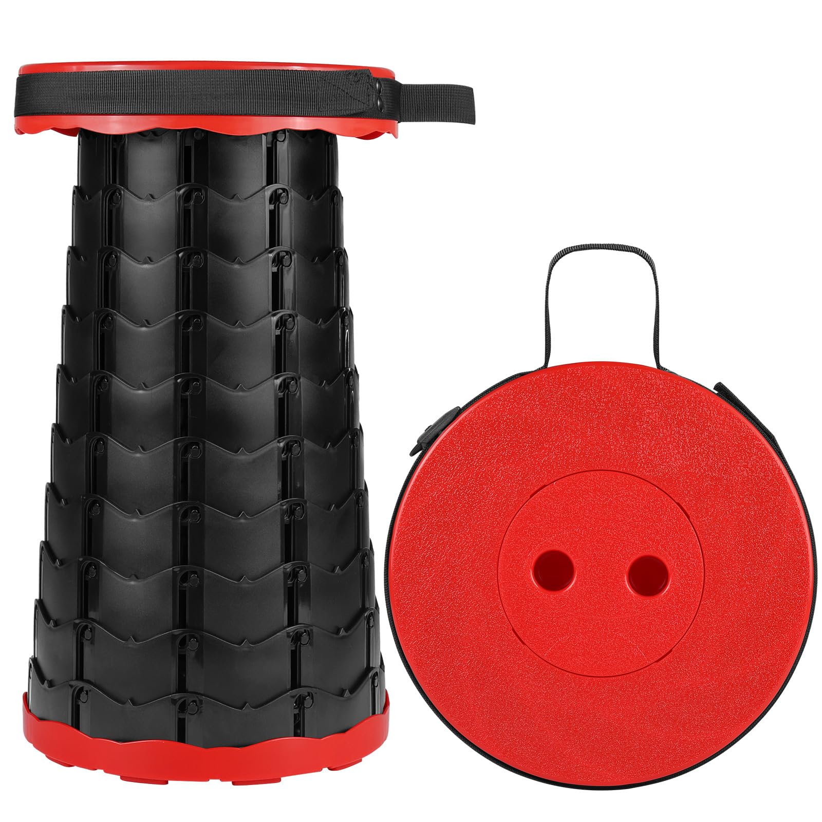 Diealles Shine Taburete Telescópico Portátil, Taburete Plegable Camping con Gran Capacidad de Carga, Ajustable Taburete Telescópico para Cámping Pesca Jardín, Rojo