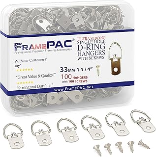D Ring Picture Hangers with Screws - 100 Pack - Bulk D Rings - Pro Quality Hangers - Picture Hanging Solutions