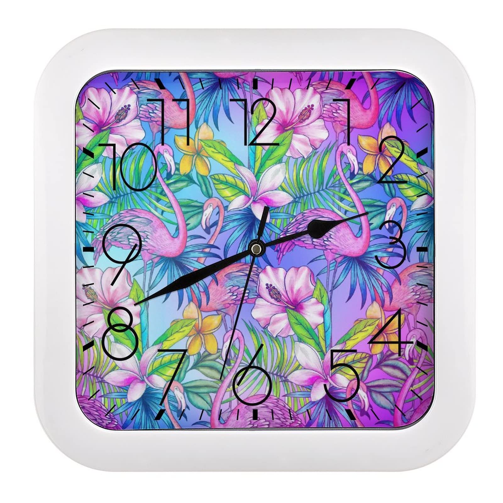 Pendule Murale Silencieuse Moderne Flamant Rose Horloge anti-bruit 26cm