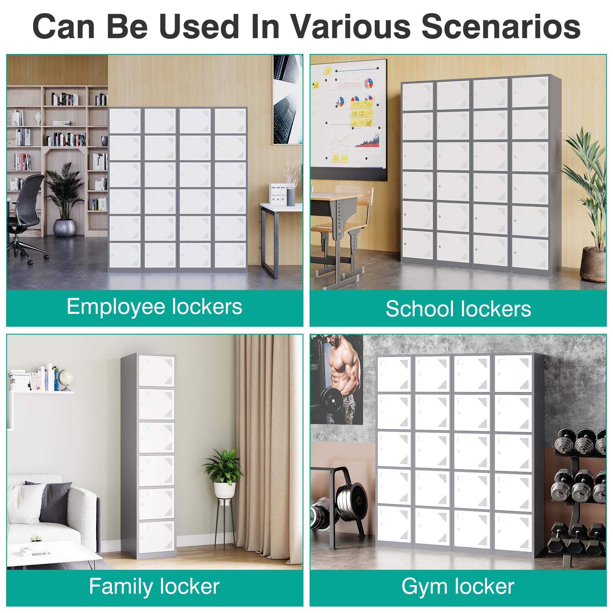 SISESOL Metal Locker Storage Cabinet with Doors and Shelves Metal Lockers with 6 Doors,71