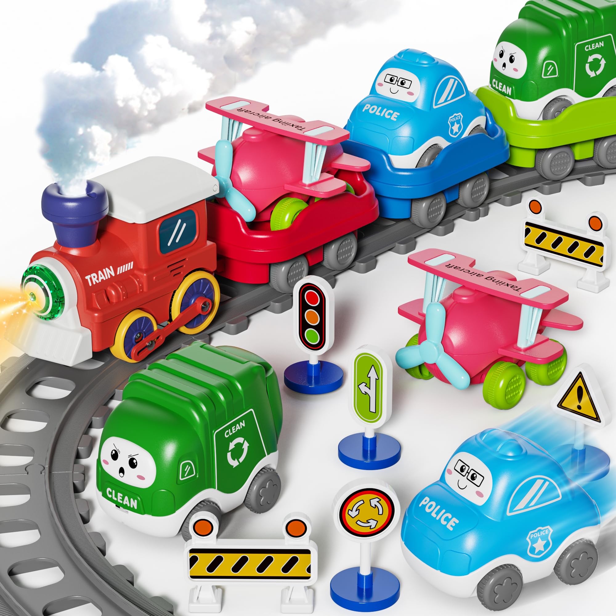 Photo 1 of [MISSING PARTS] AIBEIQITOY Train Set for Toddlers 2-4 with Steam, Music&Light, Electric Train Toy Set with 3 Car, 3 Trailer, Tracks Accessories, Christmas Birthday Gifts for Kids 2 3 4 5 6 7 Years Old Boys Girl