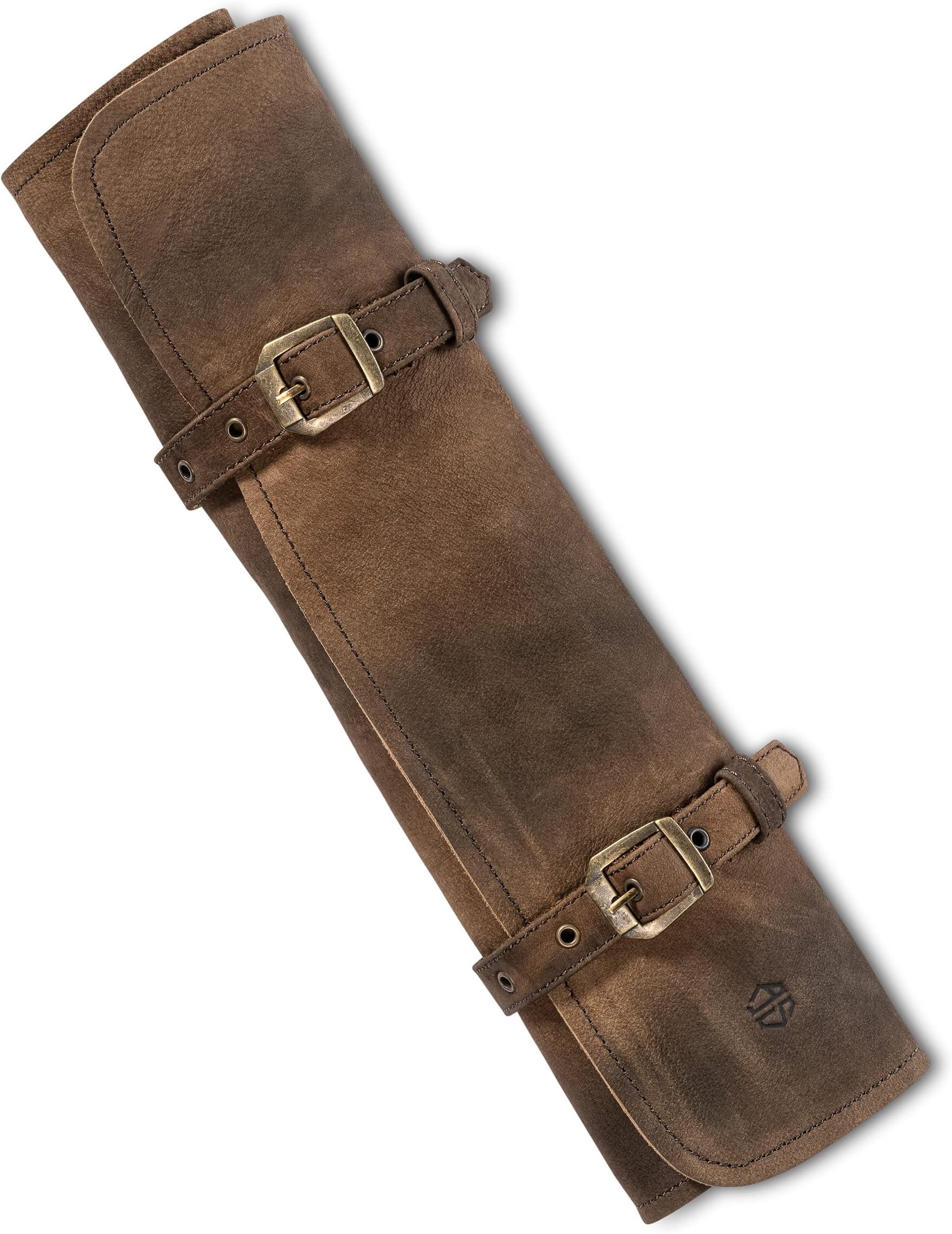 Knife Roll Bag Genuine Leather – Chef`s knife bag 7 slots – Leather Knife Case Sam, dark-brown/antique, Knife Pocket