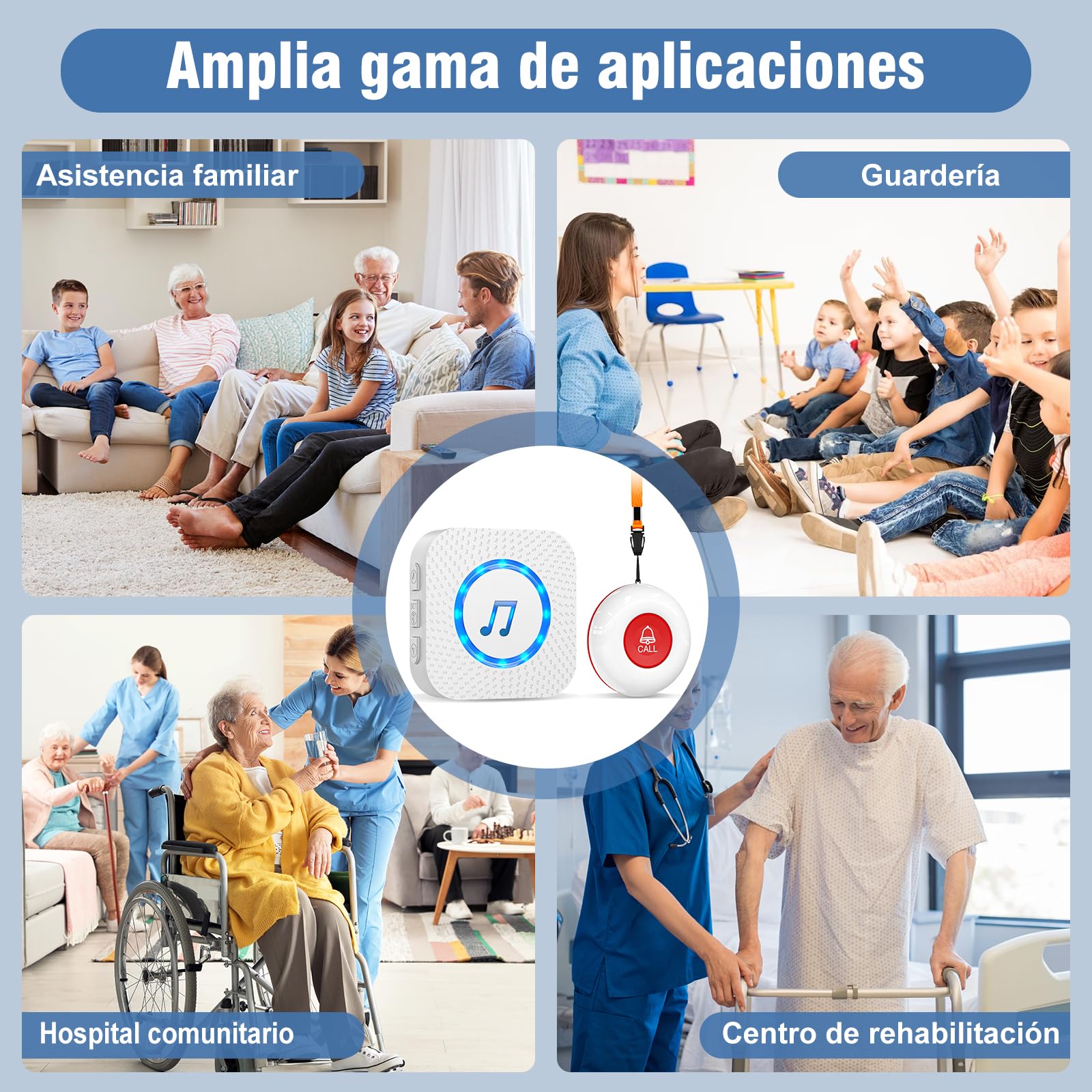 Chunhee Alarma Móvil Inalámbrica Botón de Emergencia Ancianos Emergencia Enfermería Timbre 55 Tonos150M Rango de Recepción Botón Emergencia para Ancianos Adecuado para Ancianos/Pacientes/Embarazada