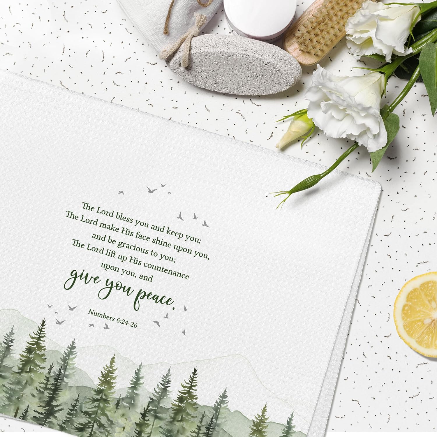 Woodland Christian Scripture the Lord Bless You Kitchen Towels Decorative 16x24, Bible Verse Numbers 6:24-26 Dish Towel Cloths Dishcloth Tea Towel, Religious Bathroom Kitchen Hand Towel Decor - Image 6