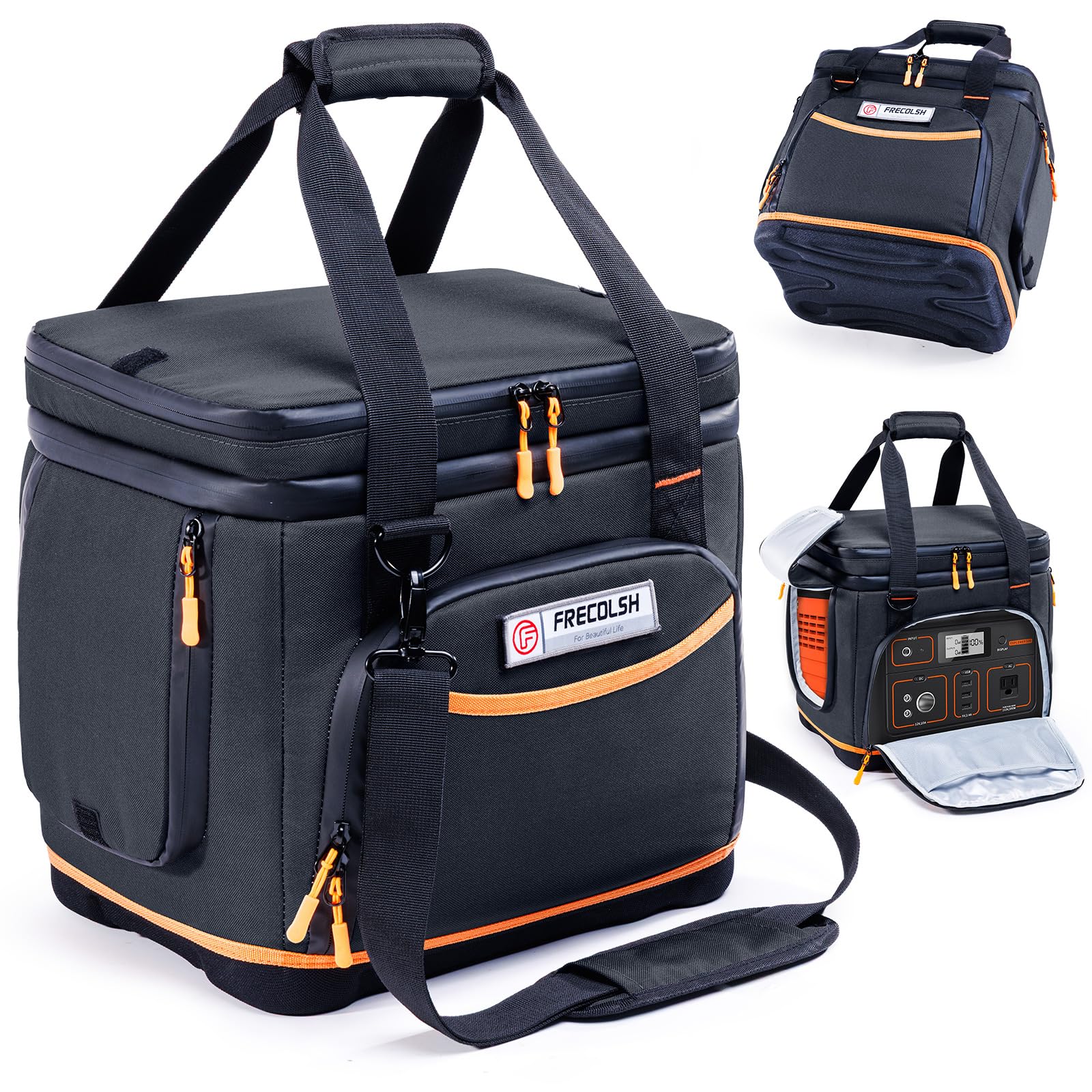 Double-Layer Travel Carrying Case for Jackery Explorer 500 – Portable Power Station Storage Bag with Molded Hard Bottom, Side Ventilation, and Front Pockets for Jackery Accessories & Solar Generator