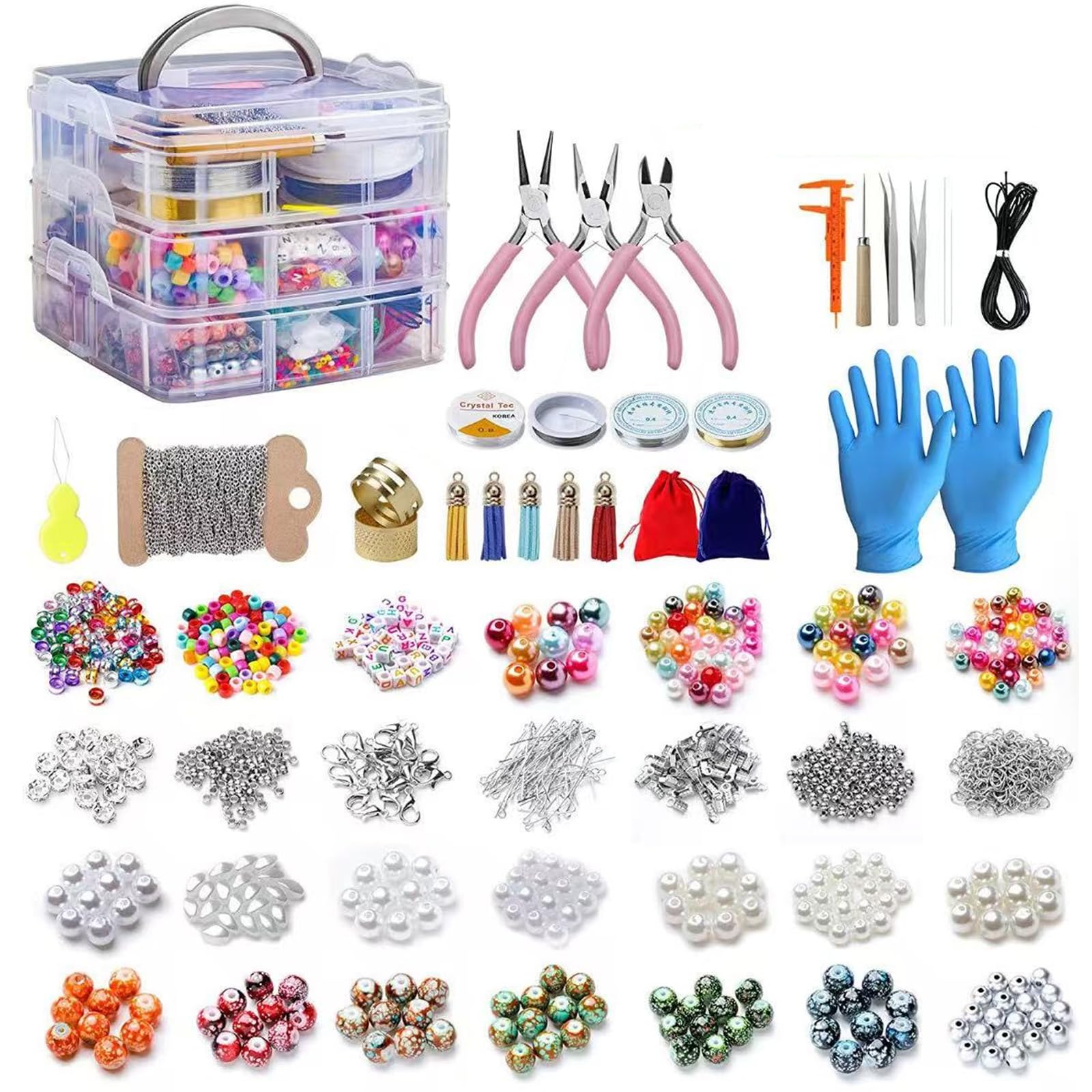 SGSCTWOGH 2400 Pezzi Kit Creazione Gioielli con Pinze & Strumenti | Kit completo 2400 pezzi, pinze, strumenti & accessori. Ideale per principianti & esperti.