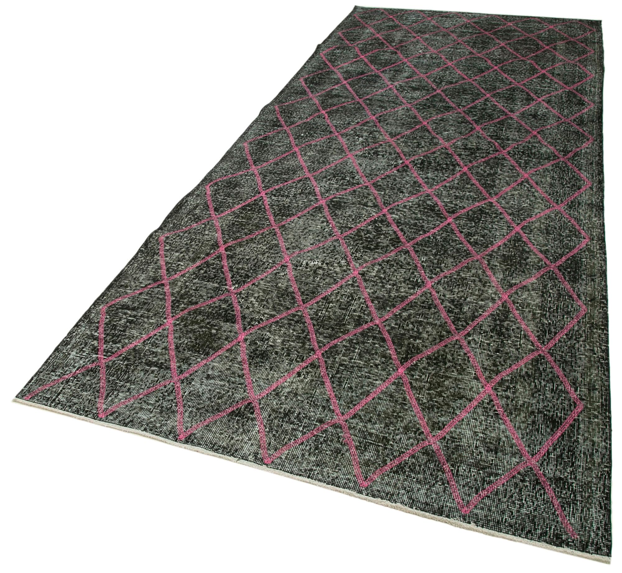 49 x 127 - 145 x 384 Cm Geometric Carpet Black Geometric Bohemian Wool Cotton Handmade Handknotted Vintage
