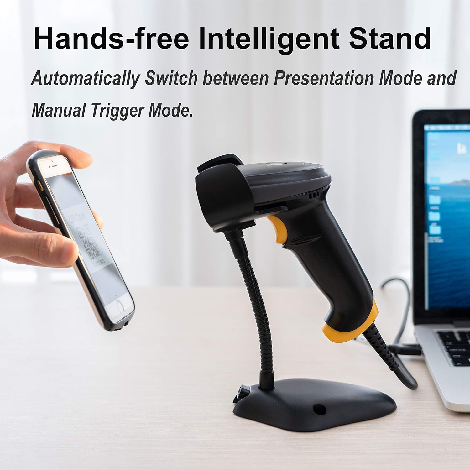 Super Big Clearance! TEEMI 2D Barcode Scanner USB Wired Handheld Automatic QR Data Matrix PDF417 bar Codes Imager for Mobile Payment Computer Screen Scan (Stand Included)