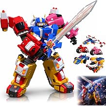 5 in 1 Combining Robot Toy, Transforming Robot with Car, Motorcycle, Aircraft & Tank Modes, Assembly Robot Playset, Action Figure Gift for Boys Girls Ages 3+