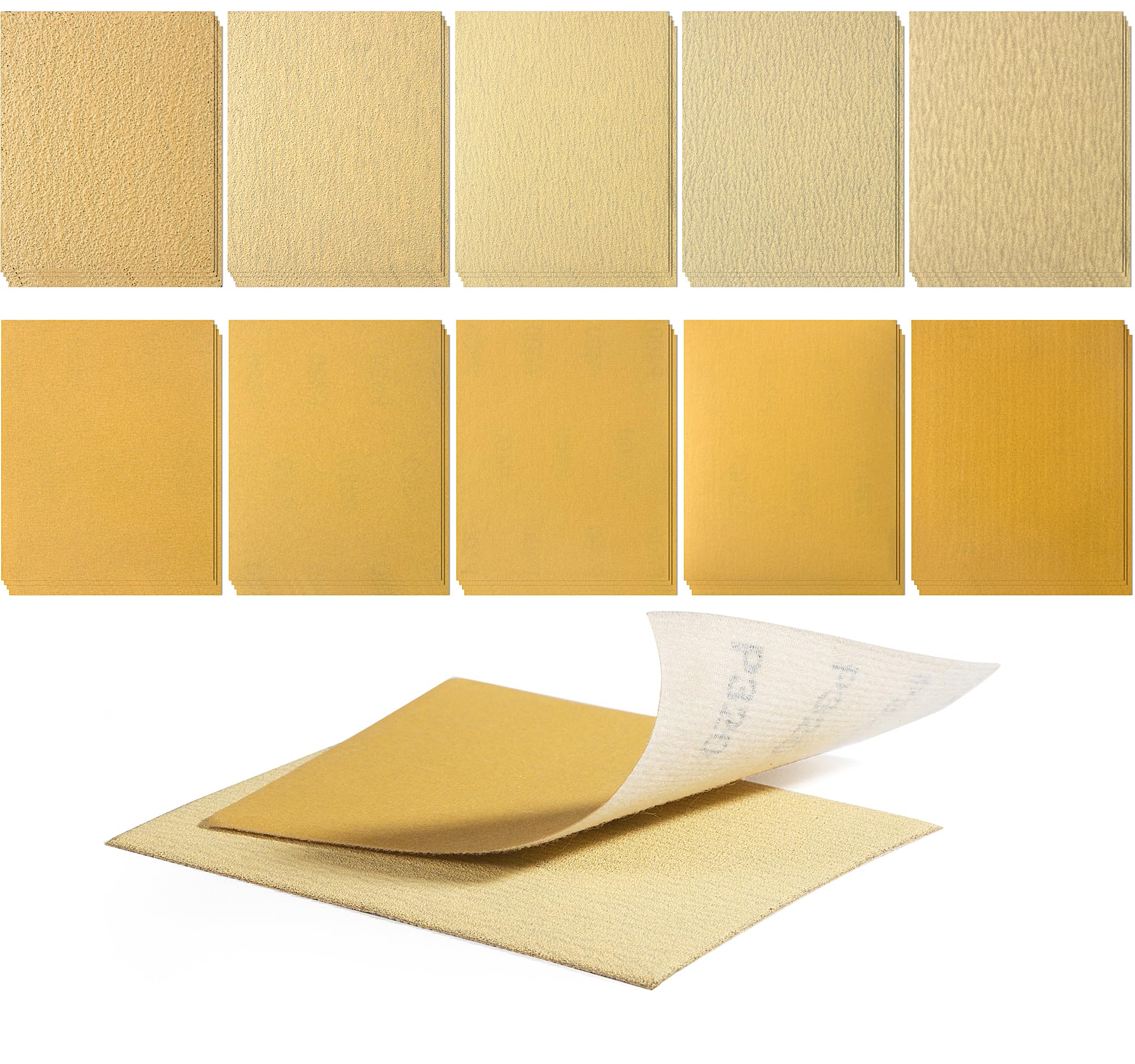 S SATC 1/4 Sheet Sandpaper Assorted 40/80/120/150/220/240/320/400/800/1000 Grit Hoop and Loop Sandpaper Sheets 5.5" x 4.5" Sandpaper for Wood