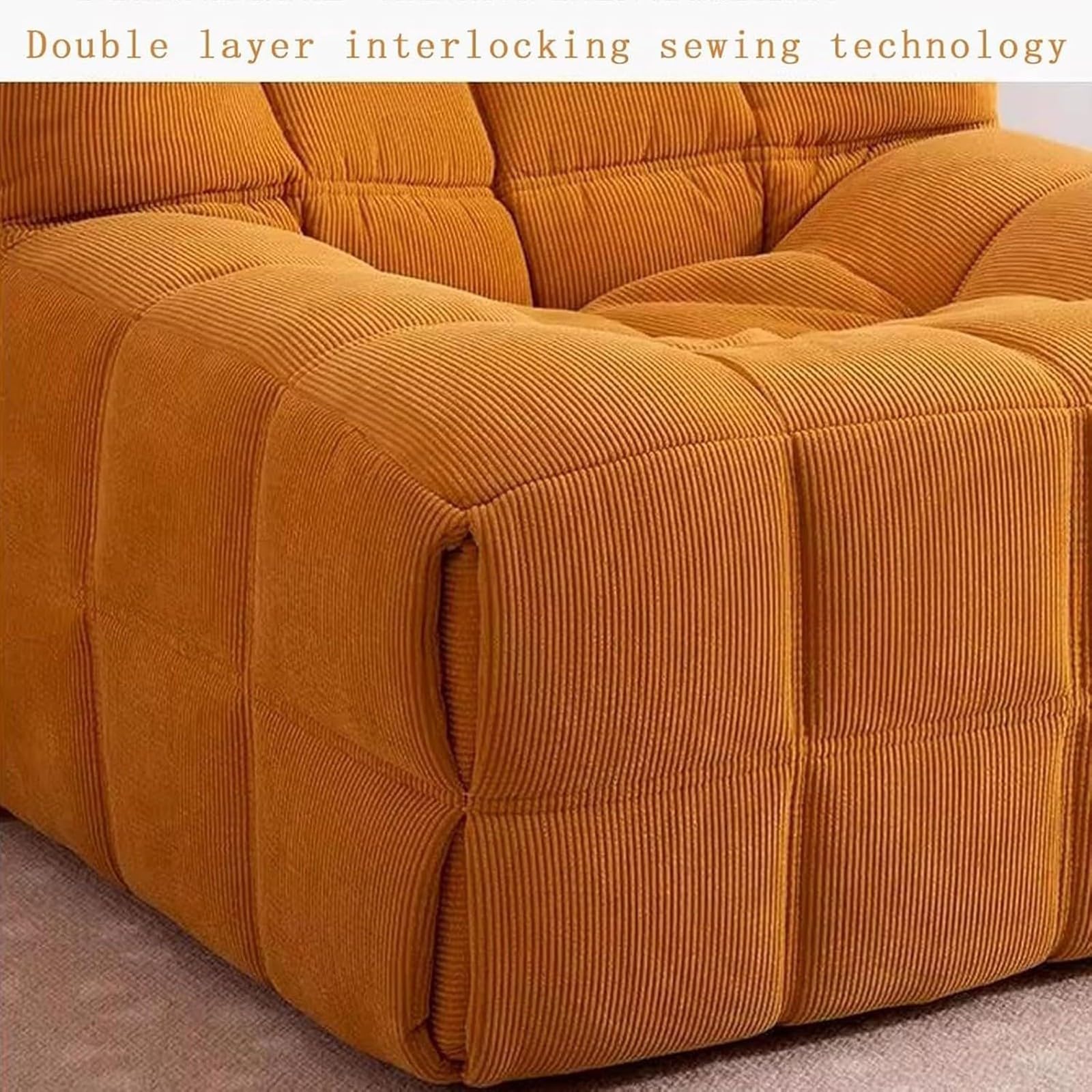 Komprimiertes Sofa, fauler quadratischer Stuhl, weicher Cordstoff, bequemes Bodensofa für Wohnzimmer, Schlafzimmer, Büro, vielseitiger Freizeitsitz (Einzel) – perfekt für Entspannung