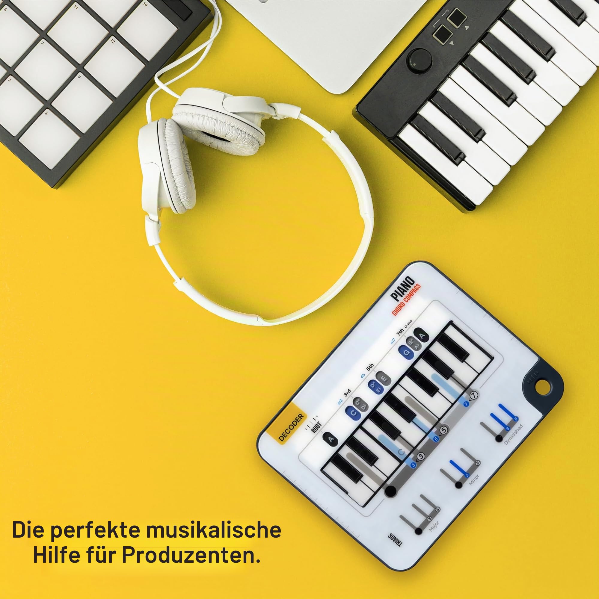 Noisy Clan Klavier Akkord Kompass - Schiebbarer Klavier Notenfinder & Keyboard Zubehör für Anfänger - Grundlegende Musiktheorie und Piano Akkorde Lernen - 1 Oktave Tool