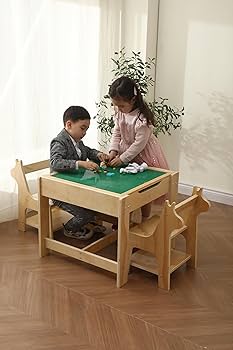 新品未使用　キッズ　テーブルand チェア　ブロック付 Amazon.co.jp: ブロックデスク 子ども テーブル 椅子セット 1歳