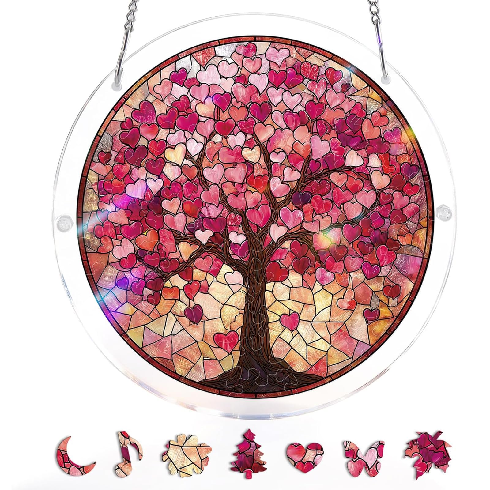 Acrylic Jigsaw Puzzle Suncatcher | 22cm Large Acrylic Puzzles Suncatchers For Windows Hanging | 83 Pieces Stained Glass Window Puzzle Sun Catcher For Adult | Aesthetic Diy Arts & Crafts For Home Decor