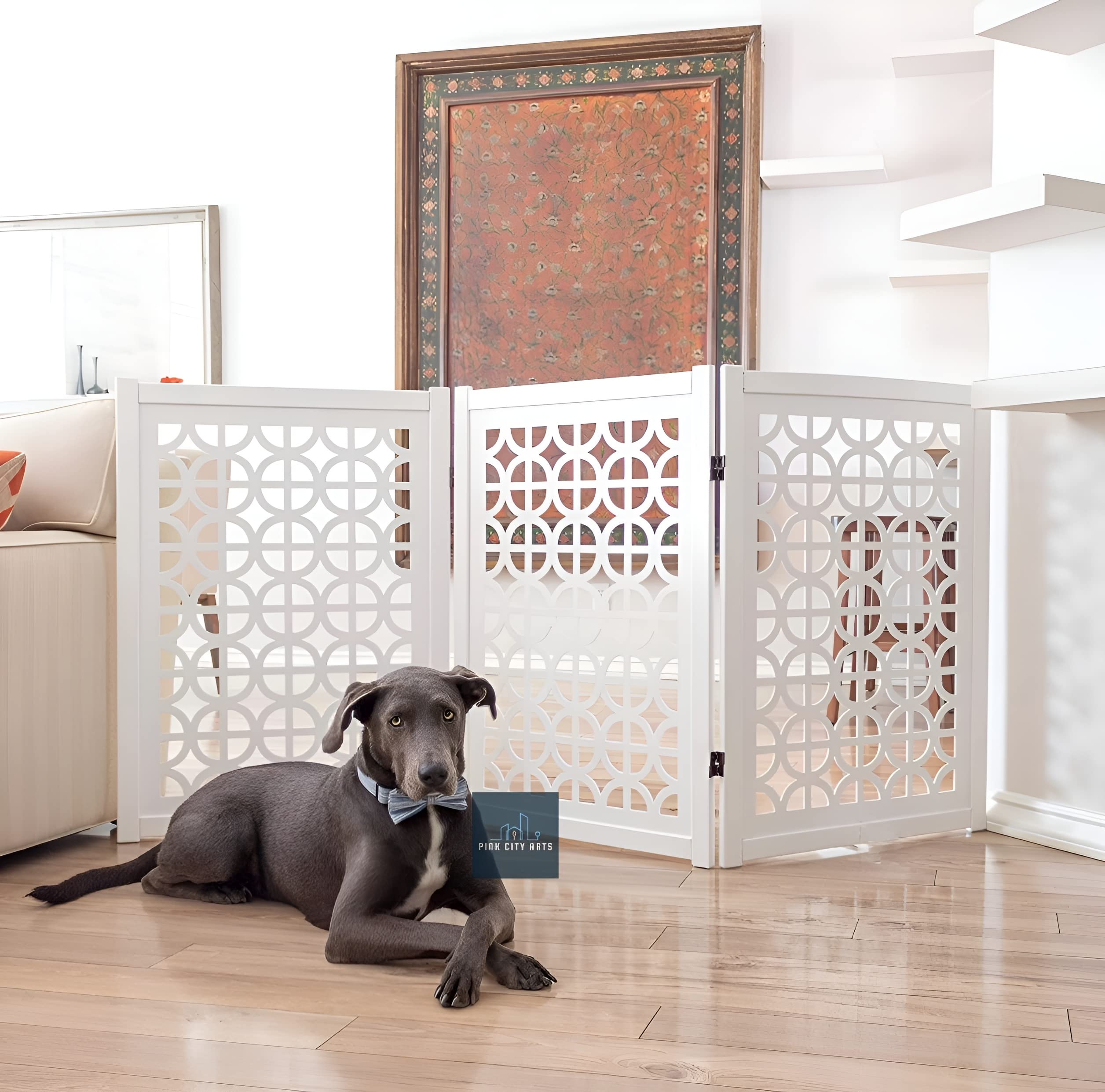 PINK CITY ARTS Wooden Freestanding Fold-able 1 Panel 2 Feet Safety Gate/Baby Gate for Stairs/Baby Gates for Doorways/Fence for Kids/Baby Safety Door Gate (White) 1