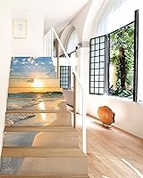Vista 4 de FLFK Adhesivos para escaleras Sunrise Coast - Juego de 15, adhesivos para contrahuella de escalones pela y pega, 39.3"x7.08