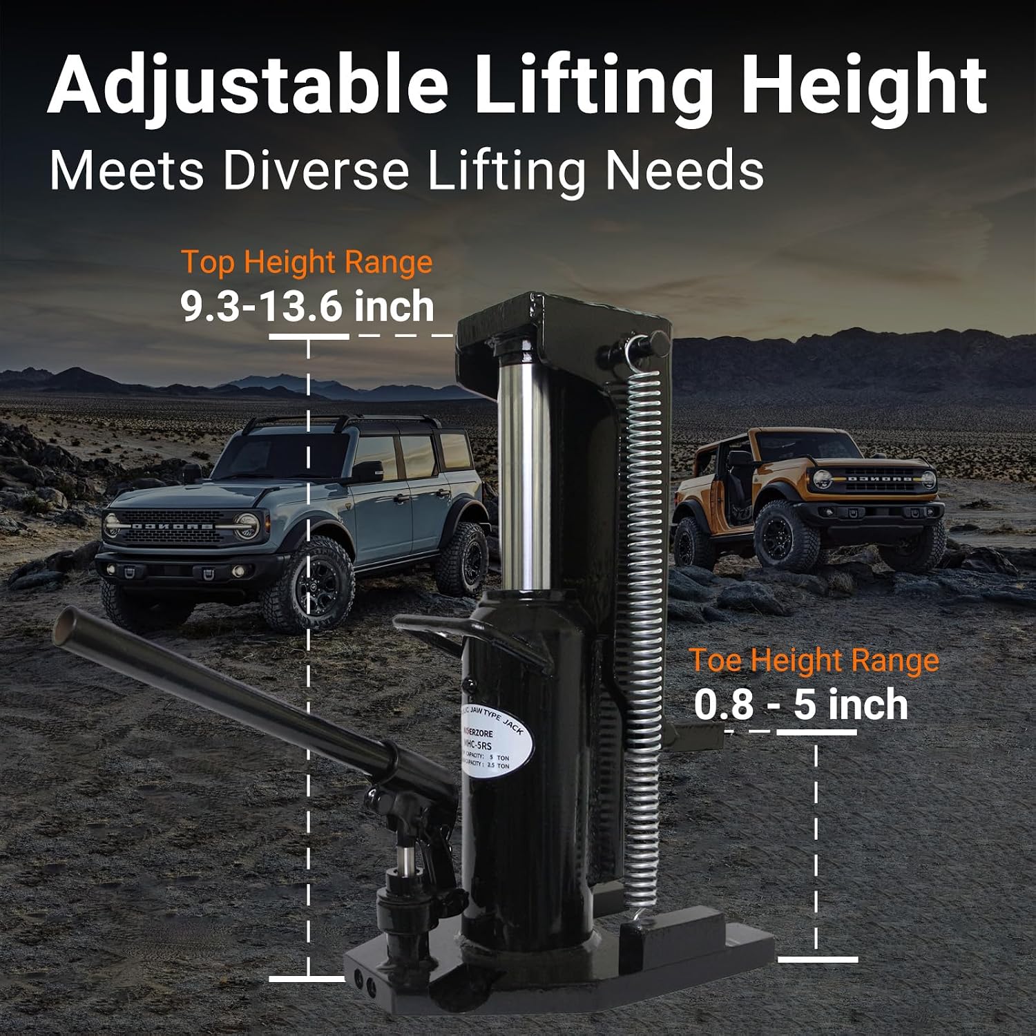 2.5 Ton/5 Ton Toe Jack, Heavy Duty Hydraulic Jack, Dual Purpose 2-in-1 Lifting for Top (5 Ton) & Toe (2.5 Ton) Air Hydraulic Claw Jack for Repair, Workshop, Garage, Industrial Use