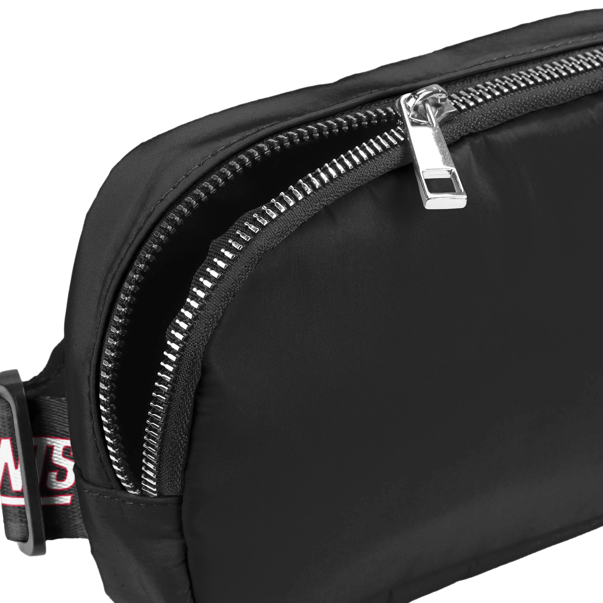 NFL FOCO Große schwarze Team-Wordmark-Crossbody-Gürteltasche, Tragetasche, Geldbörse, New York Giants, 5 x 2 x 7 inches