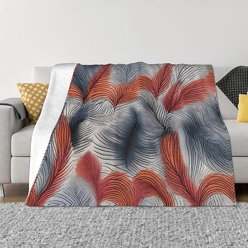 Plume Pattern Flannel Blanket 80"X60" Bed Blankets for Sofa Bed