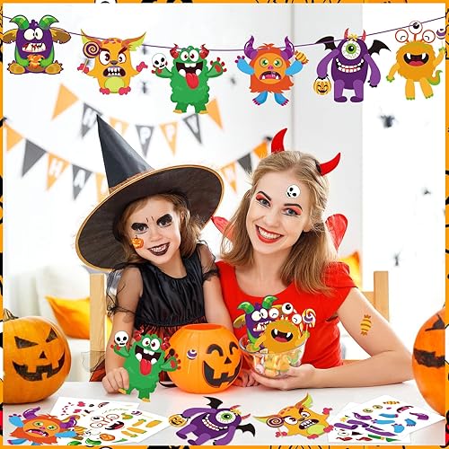 Miniatura 5 de JULBEAR Kits de manualidades de Halloween para niños, 26 piezas de recuerdos de fiesta de Halloween, haz tu propio monstruo, calcomanías de