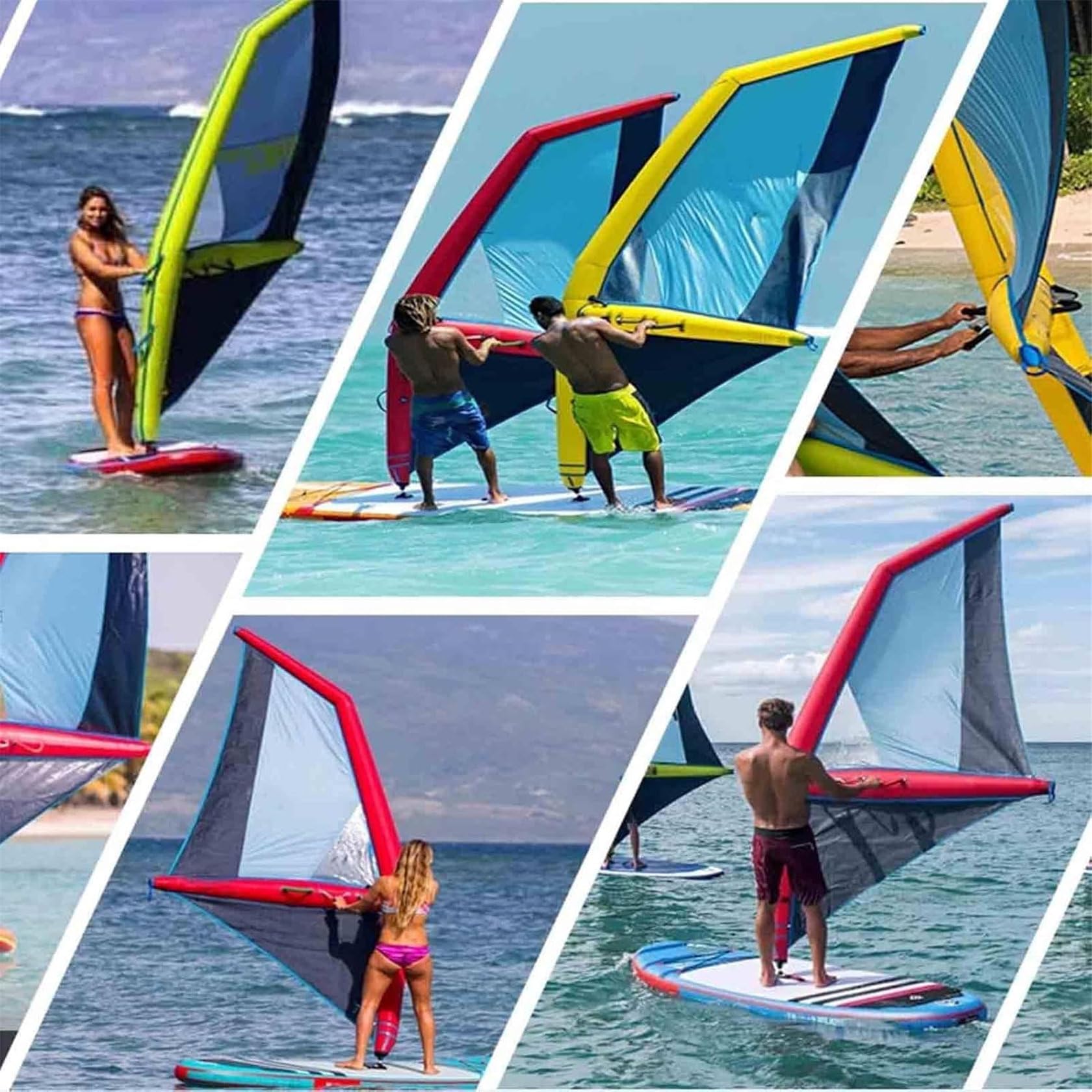 Tabla de hidrofoil inflable, tabla de windsurf, tabla de remo de pie, tela de buey y PVC, área de vela de 4.2㎡, con visión clara para deportes acuáticos, kayak, vela, marino, fácil instalación y