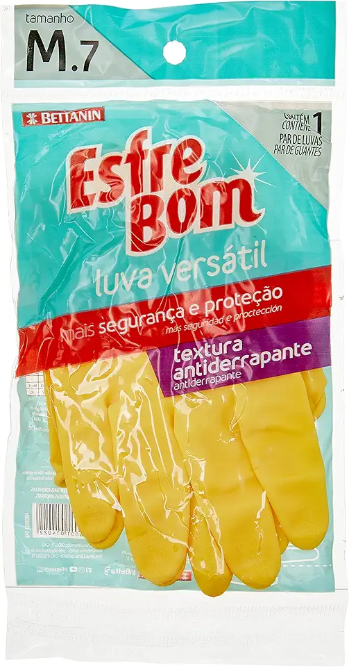 EsfreBom - Luva de Látex Versátil, Tamanho M, Cor Amarela, Bettanin