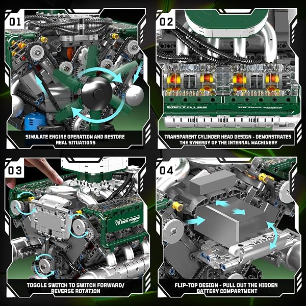 Mould King V8 – Kit de Construction de Blocs de Construction Moteur Double Turbo, Objets de Collection pour Adultes et garçons (2250 pièces) - 3
