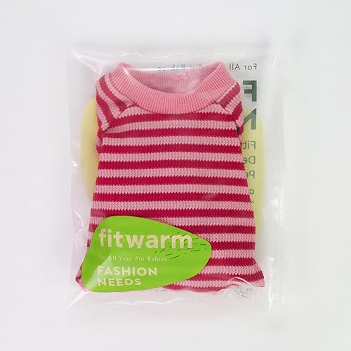 Miniatura 7 de Fitwarm Pijama de perro a rayas rosas y rojas, ropa de perro de gofre para perros pequeños, hembra, niño, mameluco para cachorros con pies, atuendo