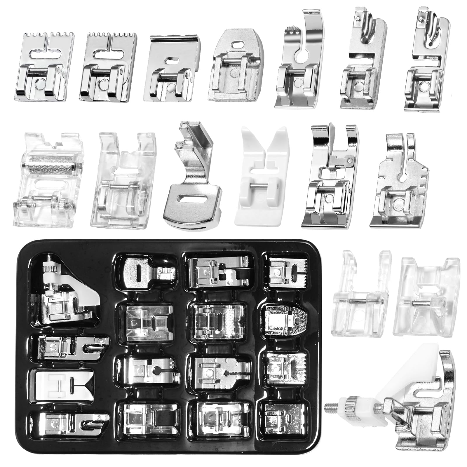 16 Pcs Sewing Machine Presser Feet Set, Sewing Machine Foot Fit for Brother, Singer, Janome, Babylock, Elna, Toyota, New Home, Simplicity, Necchi, and Most of Low Shank Sewing Machines