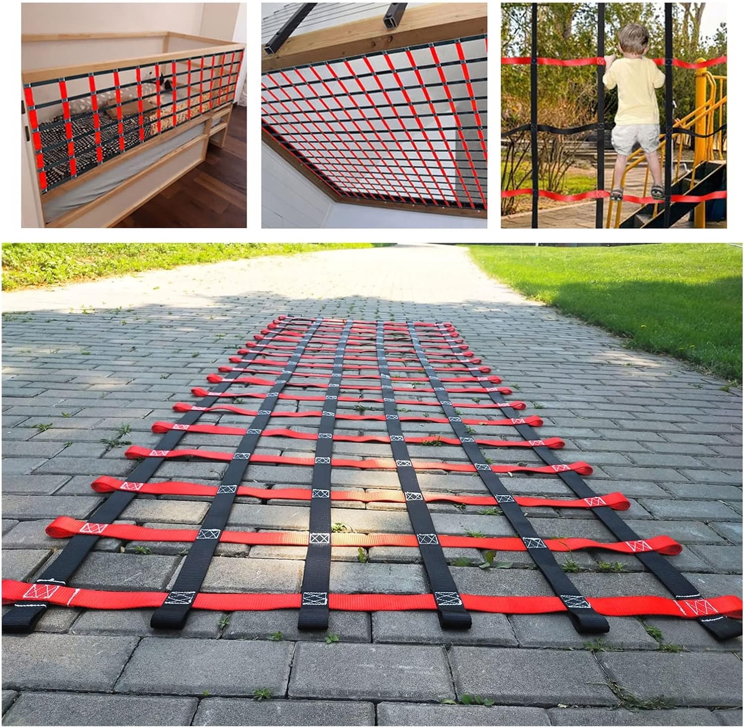 Cargo Net Climbing,Custom Size,Rope Ladder for Treehouse Climbing Wall for Kids Indoor Swingset Accessories Outdoor Belt Swing Protective Net Rope Netting,Ninja Slackline Accessories