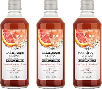 SodaStream Crafted Cocktail Mixers: Grapefruit & Elderflower Flavor, Non-alcoholic mixers expertly crafted for sparkling cocktails & mocktails, 11.1 FL OZ (Pack of 3)