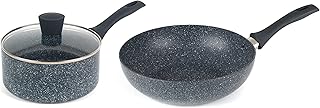 Russell Hobbs COMBO-7552A Nightfall Stone 2-Piece Pan Set – Non-Stick Cooking Pots, 20 cm Saucepan with Lid and 28 cm Stir Fry Pan, Suitable for All Hob Types, Pressed Aluminium Cookware, PFOA-Free
