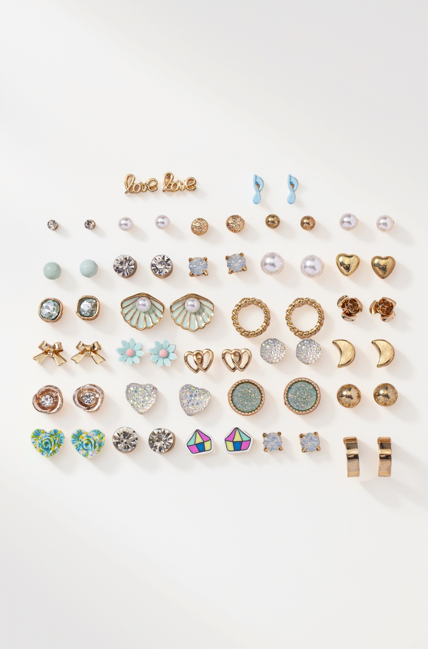 Shining Diva Fashion 30 Pairs Combo Set Latest Stylish Crystal Pearl Earrings for Women and Girls (15283er) Valentine Gift for Girlfriend