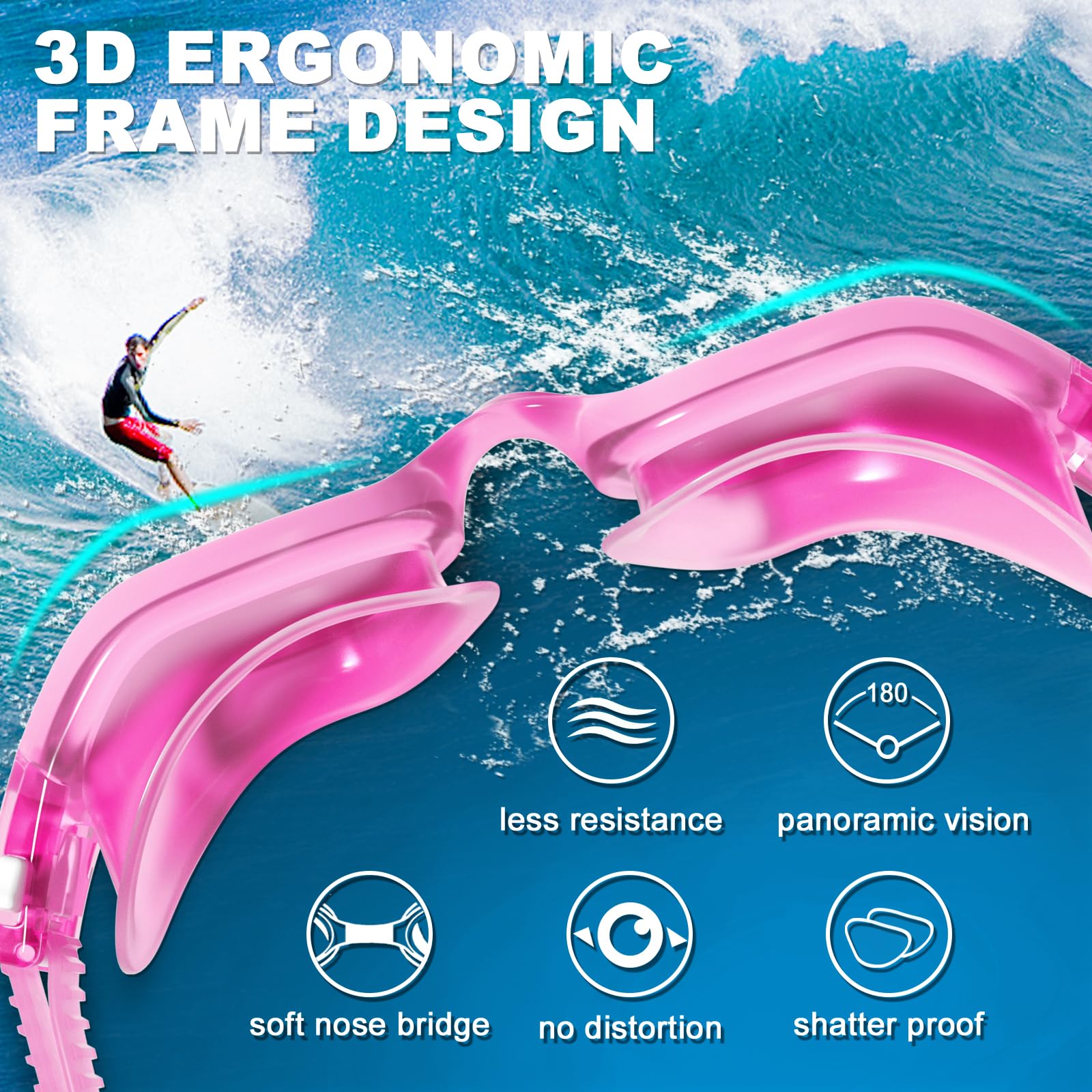 HotSrace Occhialini da Nuoto Polarizzati,Occhialini Piscina Protezione UV Impermeabile Anti-Nebbia Comfort Fit per Uomo Donna Unisex Adulto Adolescenti