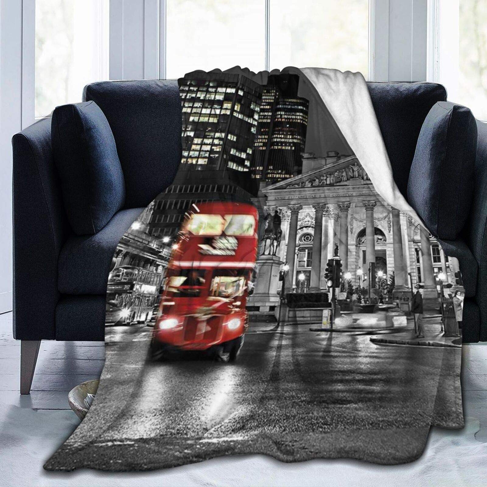 Comrtl London Bus Flannel Fleece Throw Blanket Bed Blanket Micro Fleece Blanket Warm Soft Lightweight Cozy Microfiber Blanket Throw For Bed Couch Sofa All Seasons