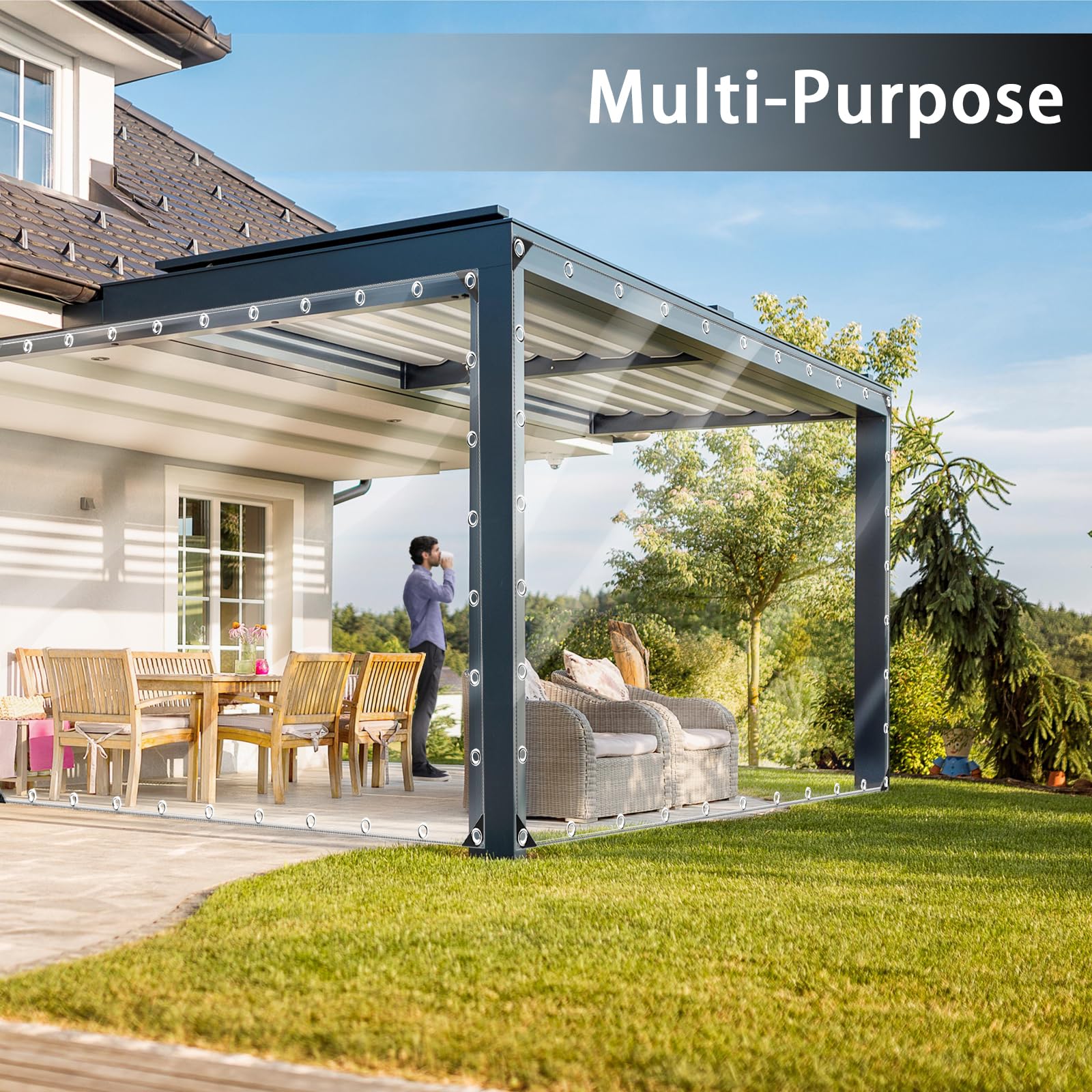 Telo Pvc 650 Gr Mq Italiano Telone PVC 650gr/mq Con Occhielli Alluminio - Impermeabile, Anti-UV, Made In Italy, Misure Su Richiesta Telone Impermeabile Per Esterno - Foto 12