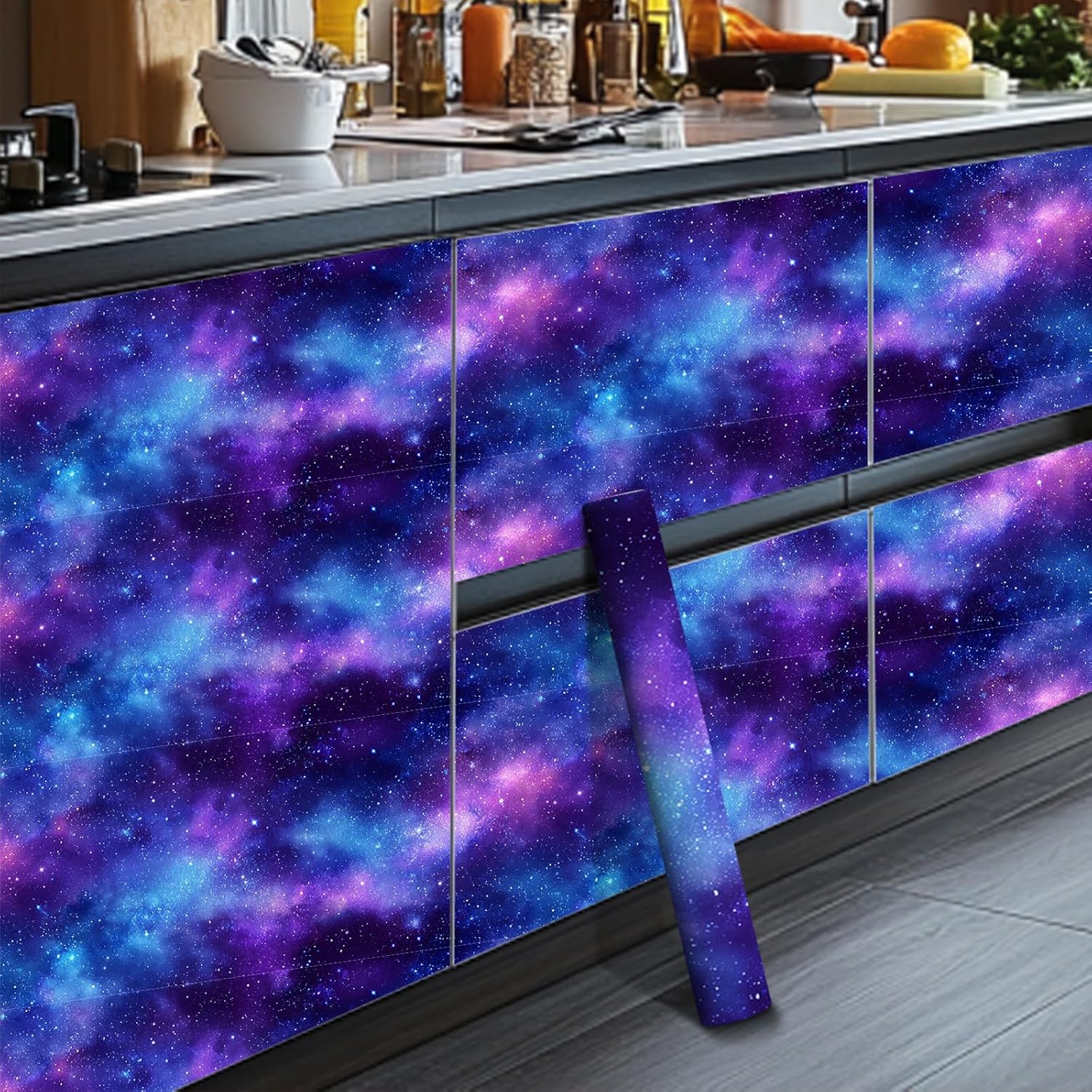 HOMETITUTE Galaxy Wallpaper Peel and Stick Space Contact Paper Wall Paper Stick 118.1"x17.7" Self Adhesive Vinyl Decorative Wall Covering for Bedroom Living Room Kids Room Cosmic Decor